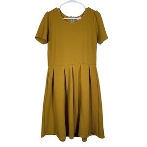 Lularoe Imelia Mustard Yellow A-Line Dress Size Large EUC #VEG-0291